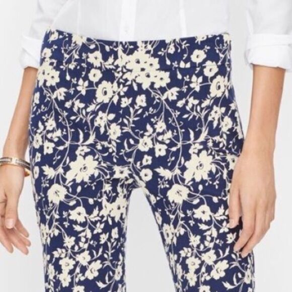 Talbots size 6 Chatham ankle pants floral print high rise navy blue - Picture 1 of 4